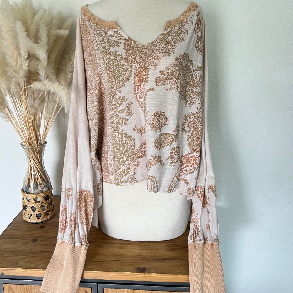 FP Boho paisley bell sleeve blouse